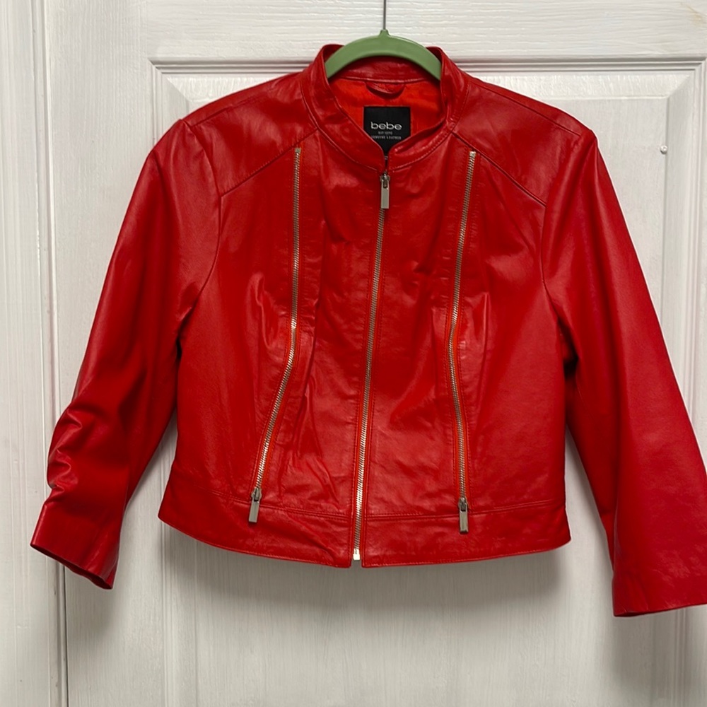 Bebe Red 100% leather jacket